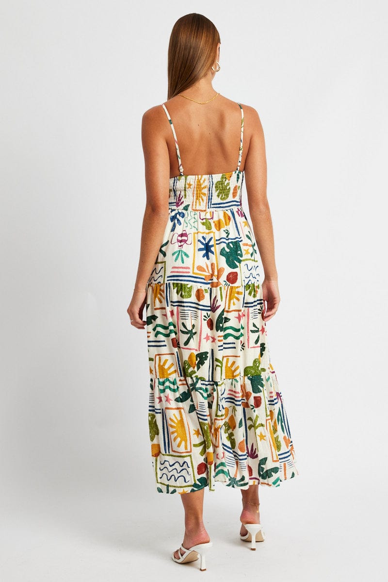 Multi Abstract Maxi Dress Sleeveless for Ally Fashion