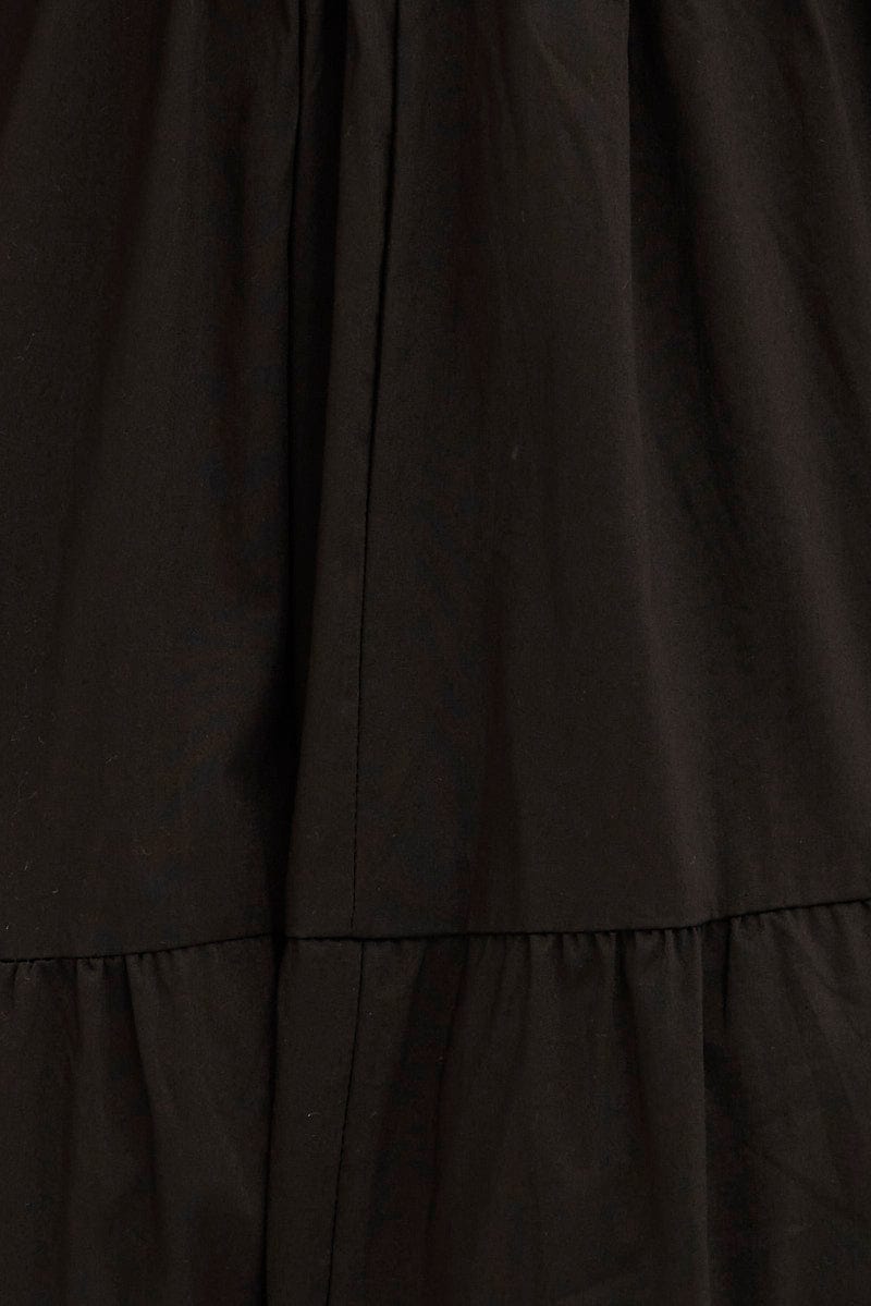 Black Midi Dress Sleeveless Square Neck Poplin for Ally Fashion