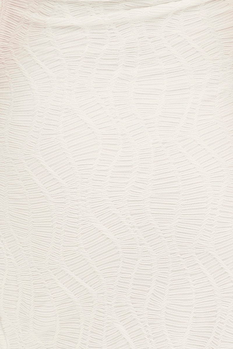 White Midi Dress Strapless Textured for Ally Fashion