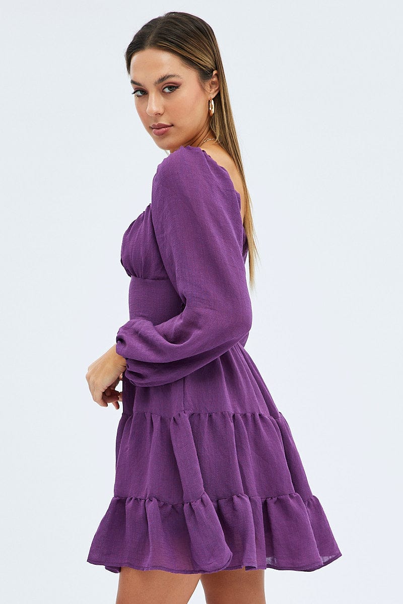 Purple fit and flare hot sale dress