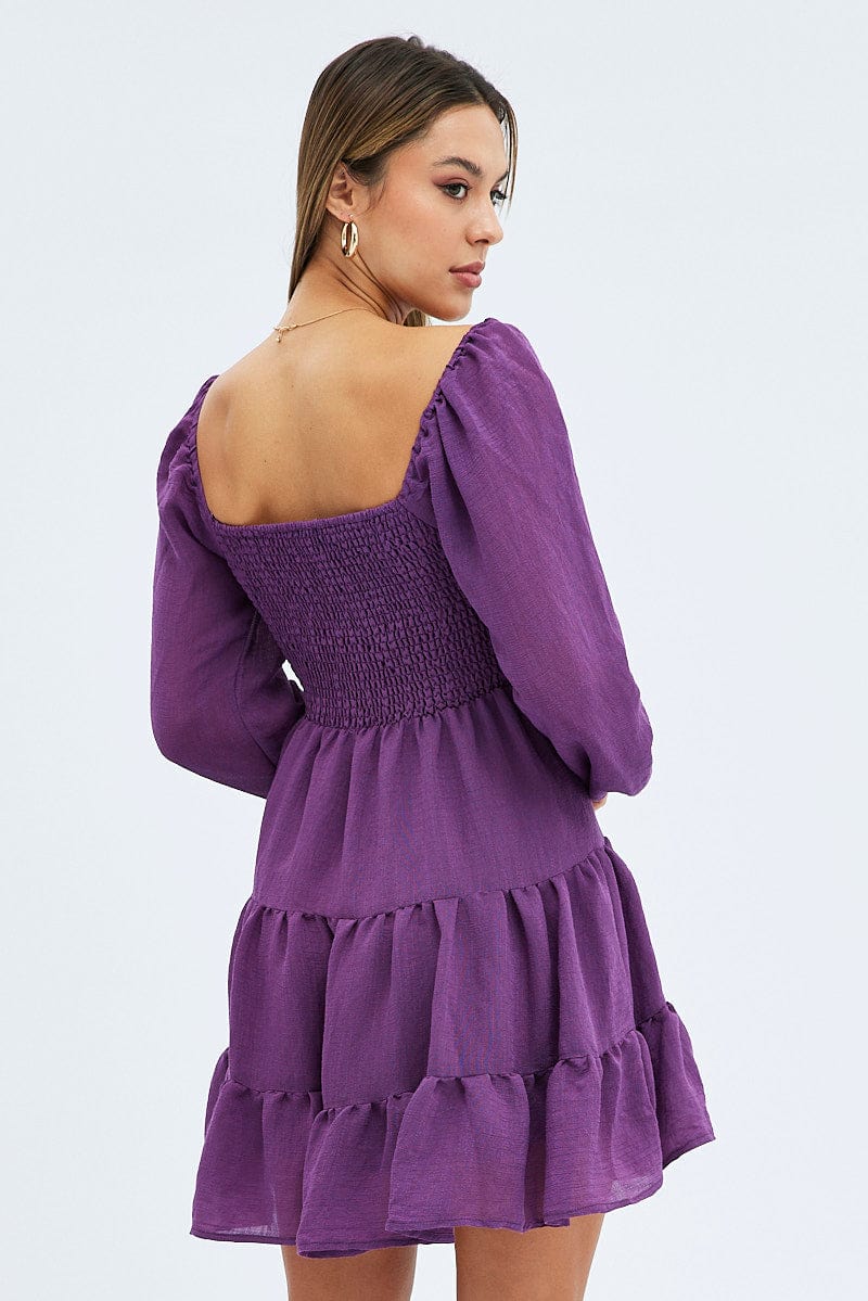 18+ Purple Fit And Flare Dress