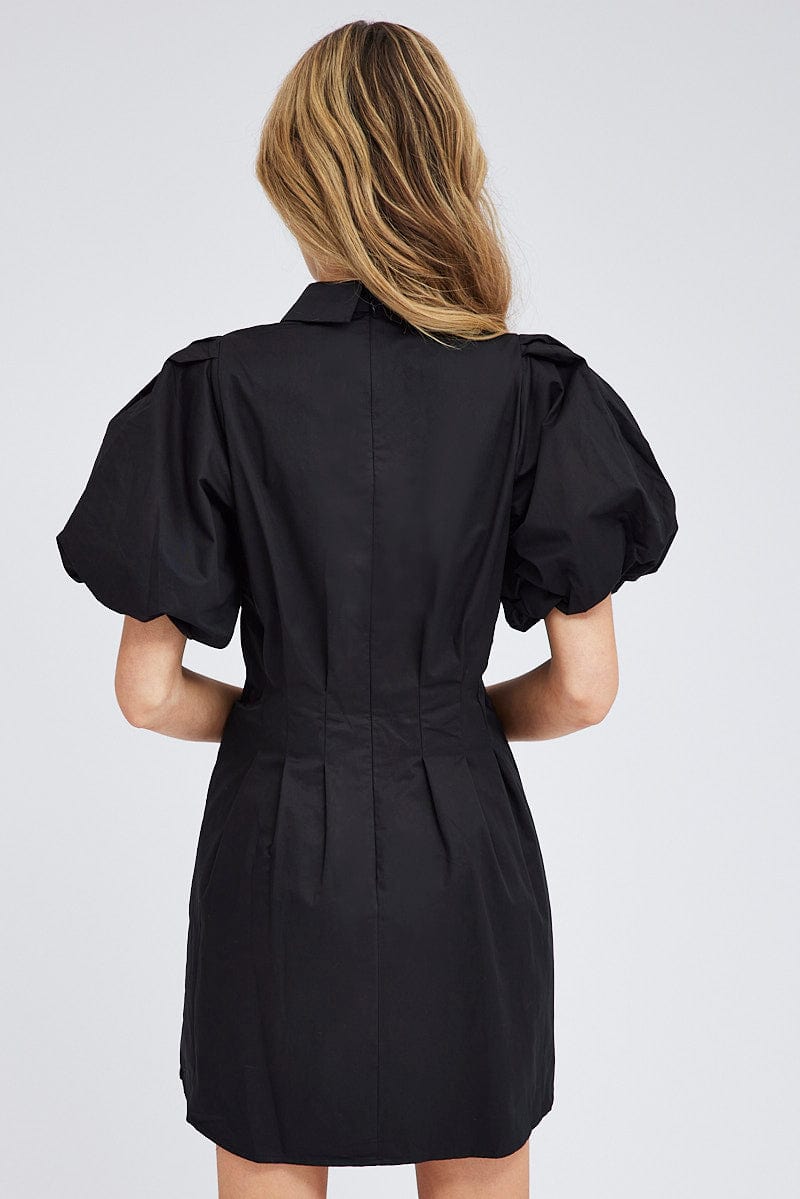 Black Shirt Dress Short Sleeve for Ally Fashion