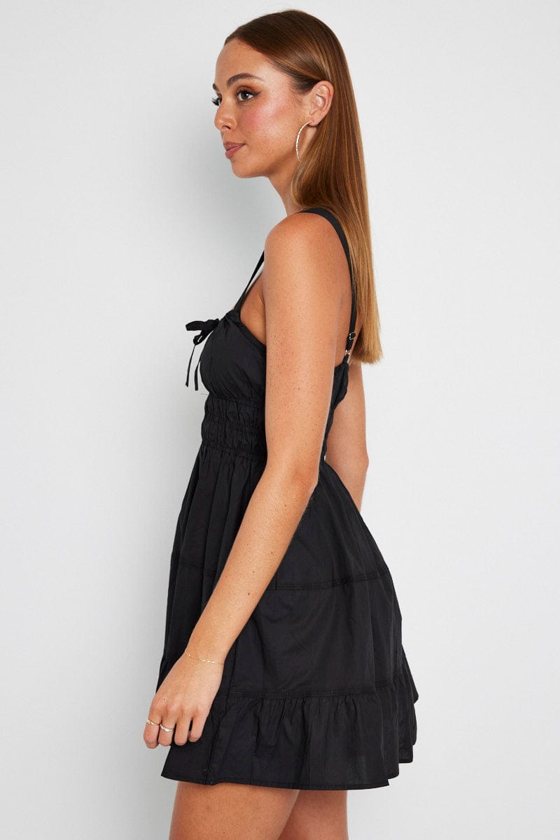 Black Fit and Flare Dress Tiered for Ally Fashion