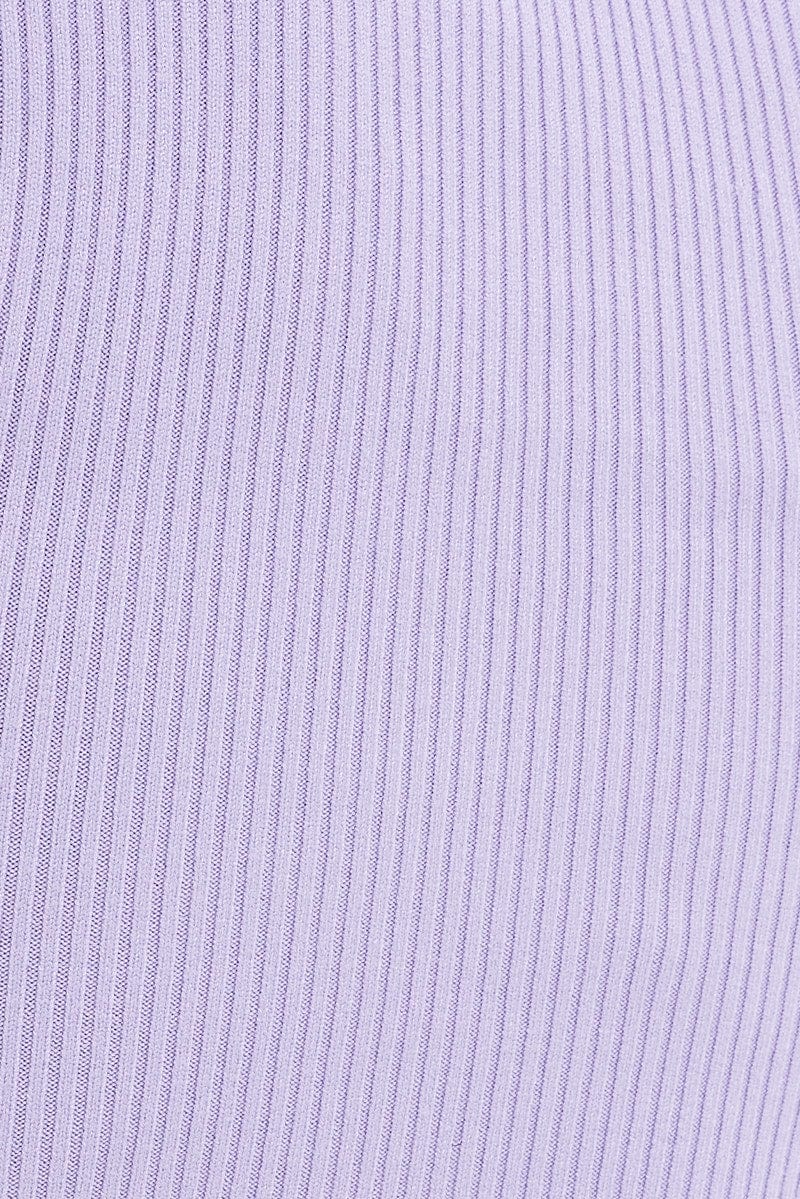 Purple Knit Dress Sweetheart Neck Long Sleeve Midi