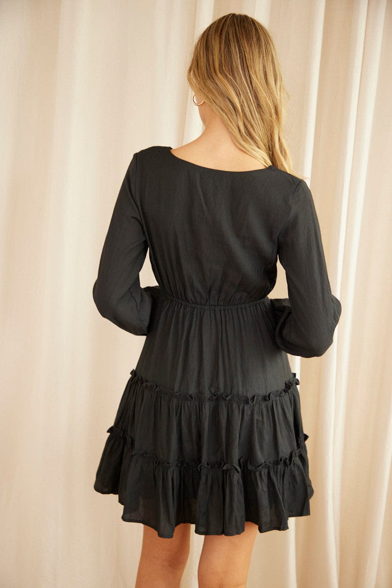 Women’s Black Skater Dress Long Sleeve