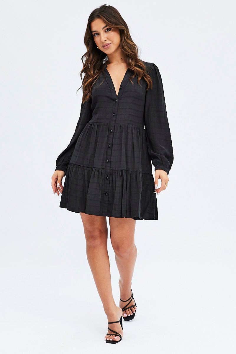 Black Shirts Dress Long Sleeve