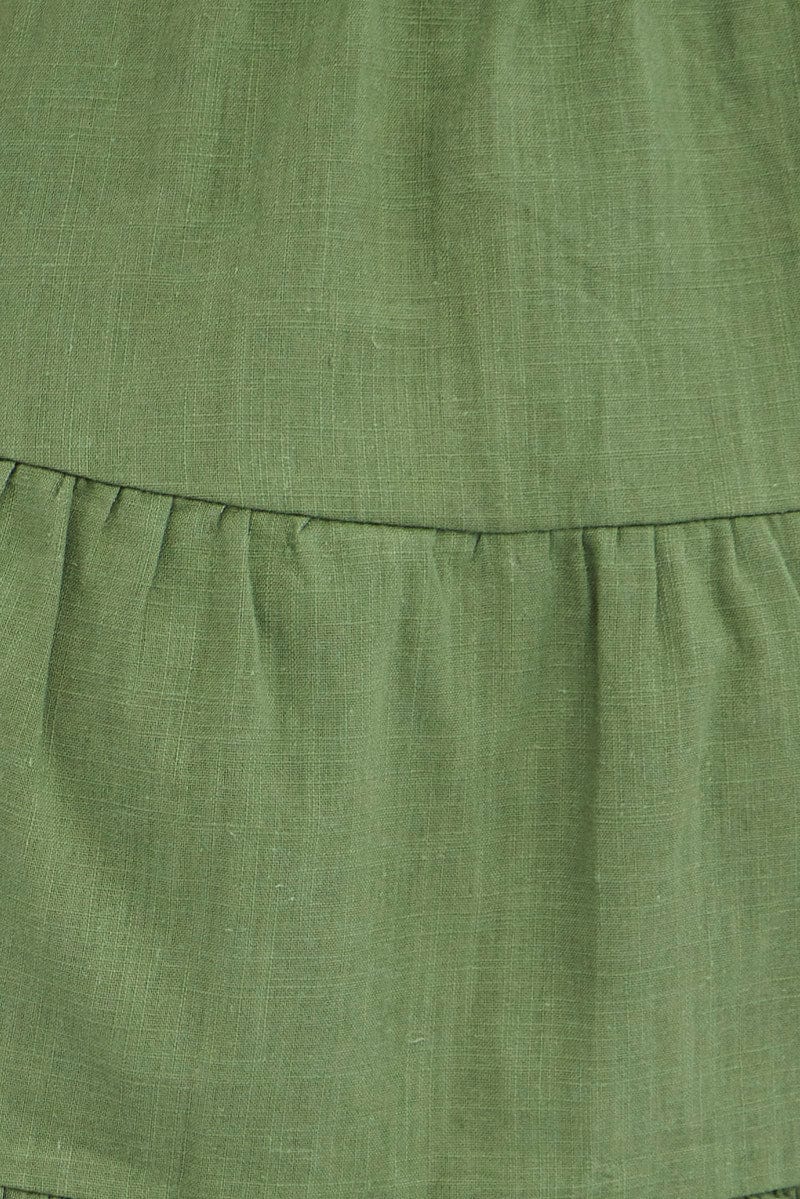 Green Shirt Dress Short Sleeve Tiered | Ally Fashion