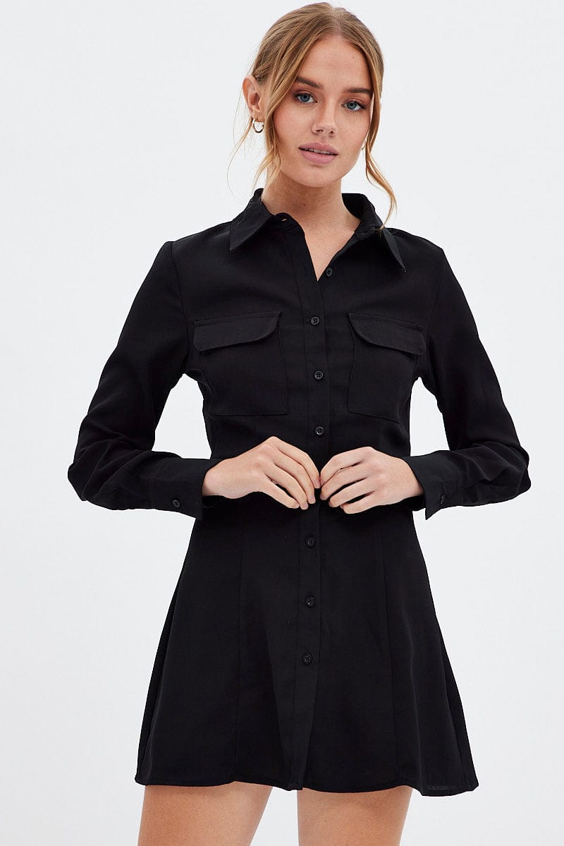 Black Shirt Dress Long Sleeve for Ally Fashion