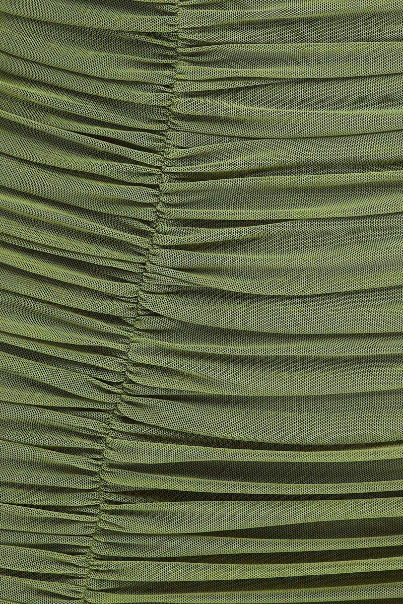 Green Bodycon Dress Corset Detail Mesh for Ally Fashion