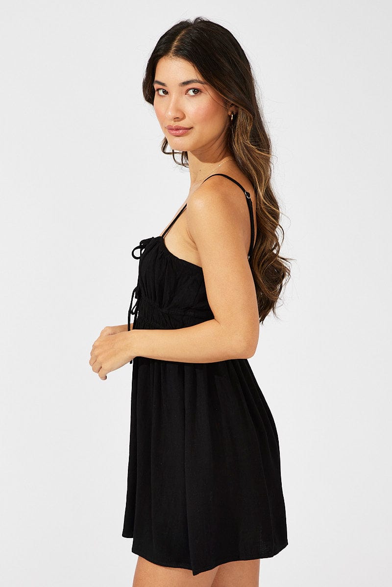 Black Fit And Flare Dress Sleeveless Mini for Ally Fashion