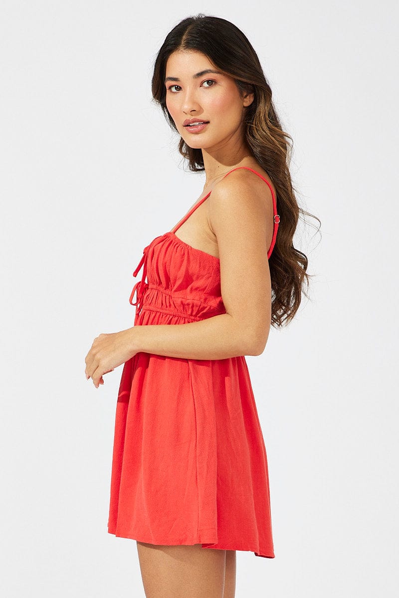 Red Fit And Flare Dress Sleeveless Mini for Ally Fashion