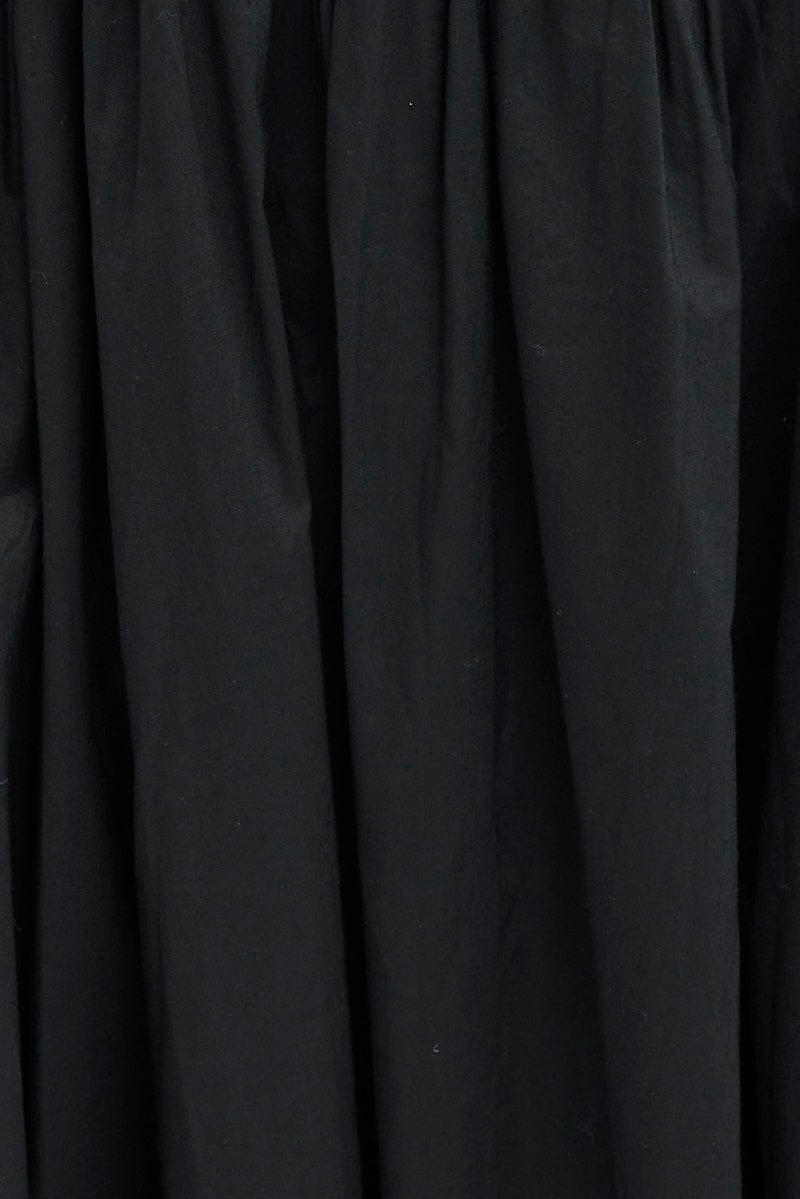 Black Maxi Dress Shirred Bust Poplin for Ally Fashion