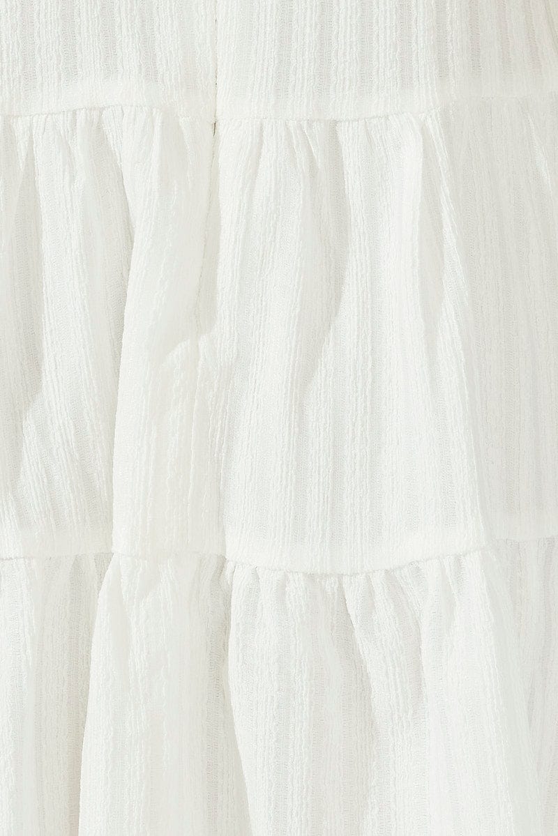 White Fit And Flare Dress Mini Textured Fabric for Ally Fashion