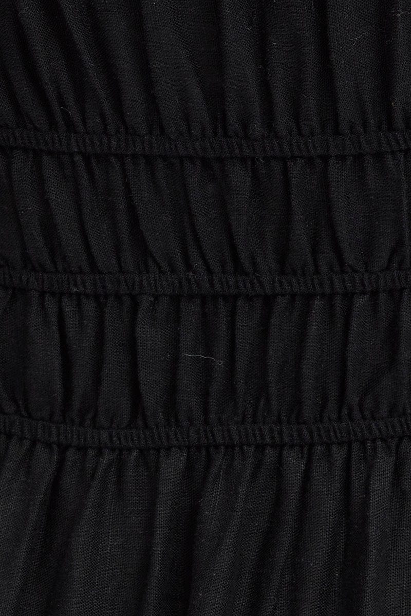 Black Maxi Dress Sleeveless Linen Blend for Ally Fashion