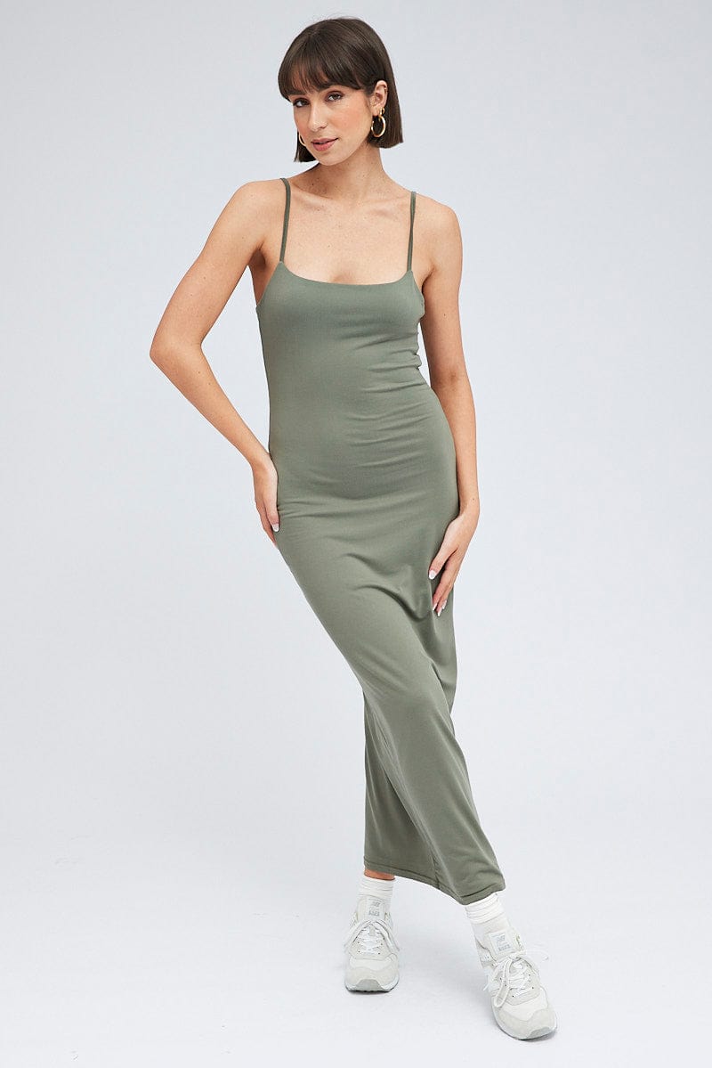 Green Supersoft Slim Fit Maxi Dress for Ally Fashion