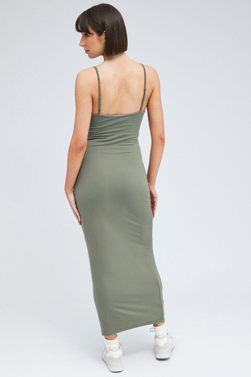 Green Supersoft Slim Fit Maxi Dress for Ally Fashion