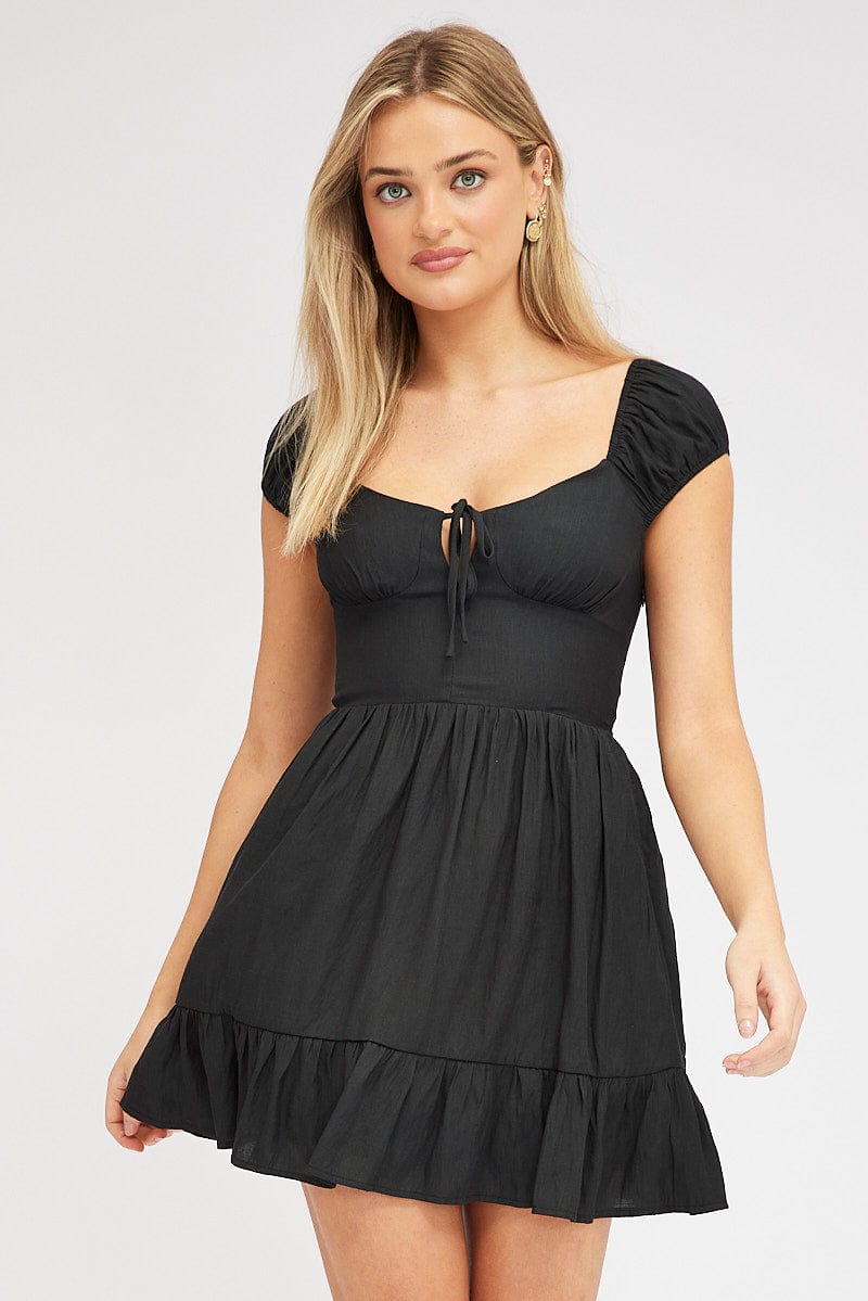 Black Fit And Flare Dress Mini for Ally Fashion