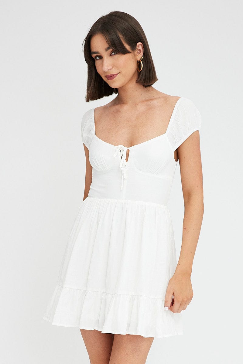 White Fit And Flare Dress Mini for Ally Fashion