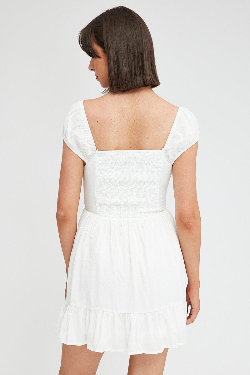 White Fit And Flare Dress Mini for Ally Fashion