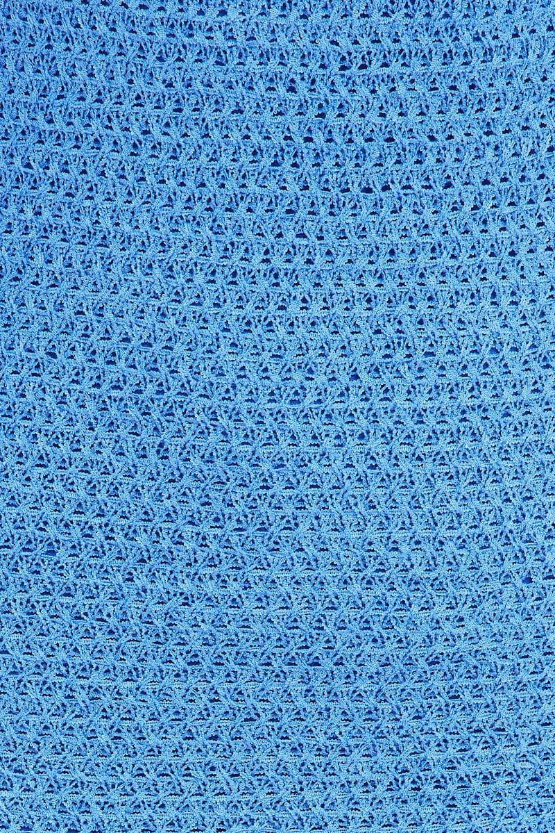 Blue Knit Dress Maxi Crochet for Ally Fashion