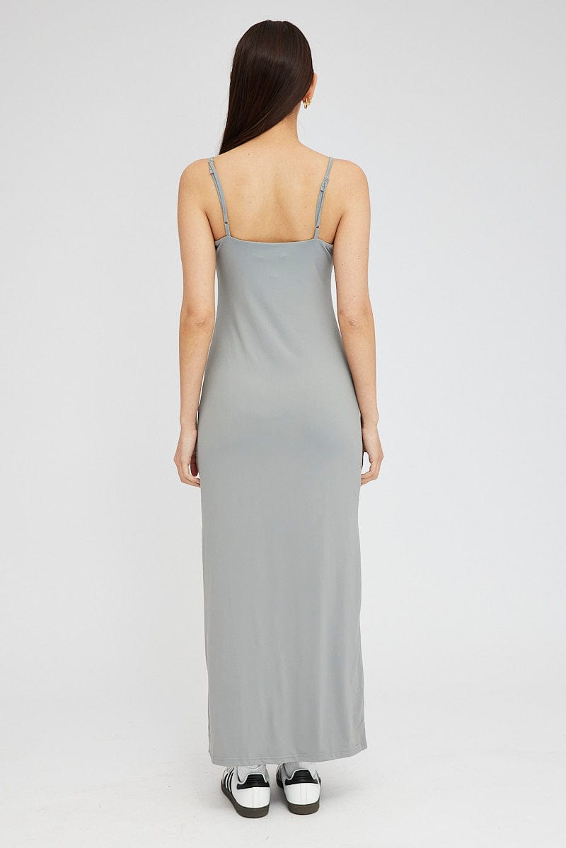 Grey Supersoft Maxi Dress Sleeveless for Ally Fashion