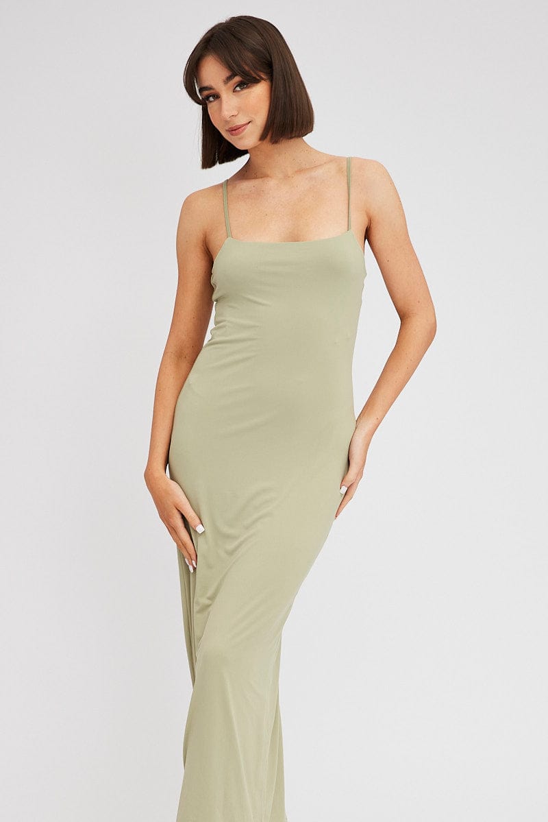 Green Supersoft Maxi Dress Sleeveless for Ally Fashion