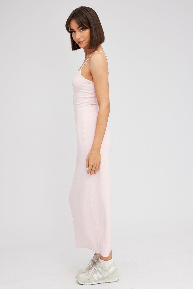 Pink Supersoft Maxi Dress Sleeveless for Ally Fashion