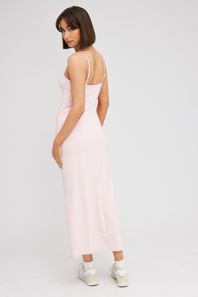 Pink Supersoft Maxi Dress Sleeveless for Ally Fashion