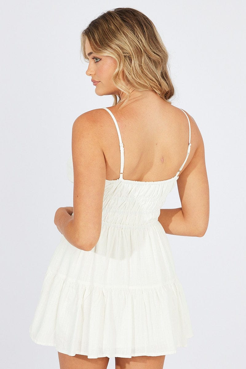 White Fit And Flare Dress Sleeveless Mini for Ally Fashion