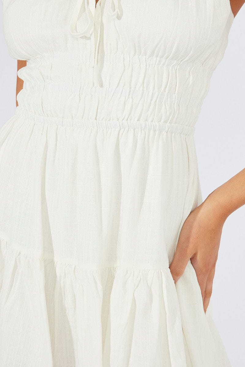 White Fit And Flare Dress Sleeveless Mini for Ally Fashion