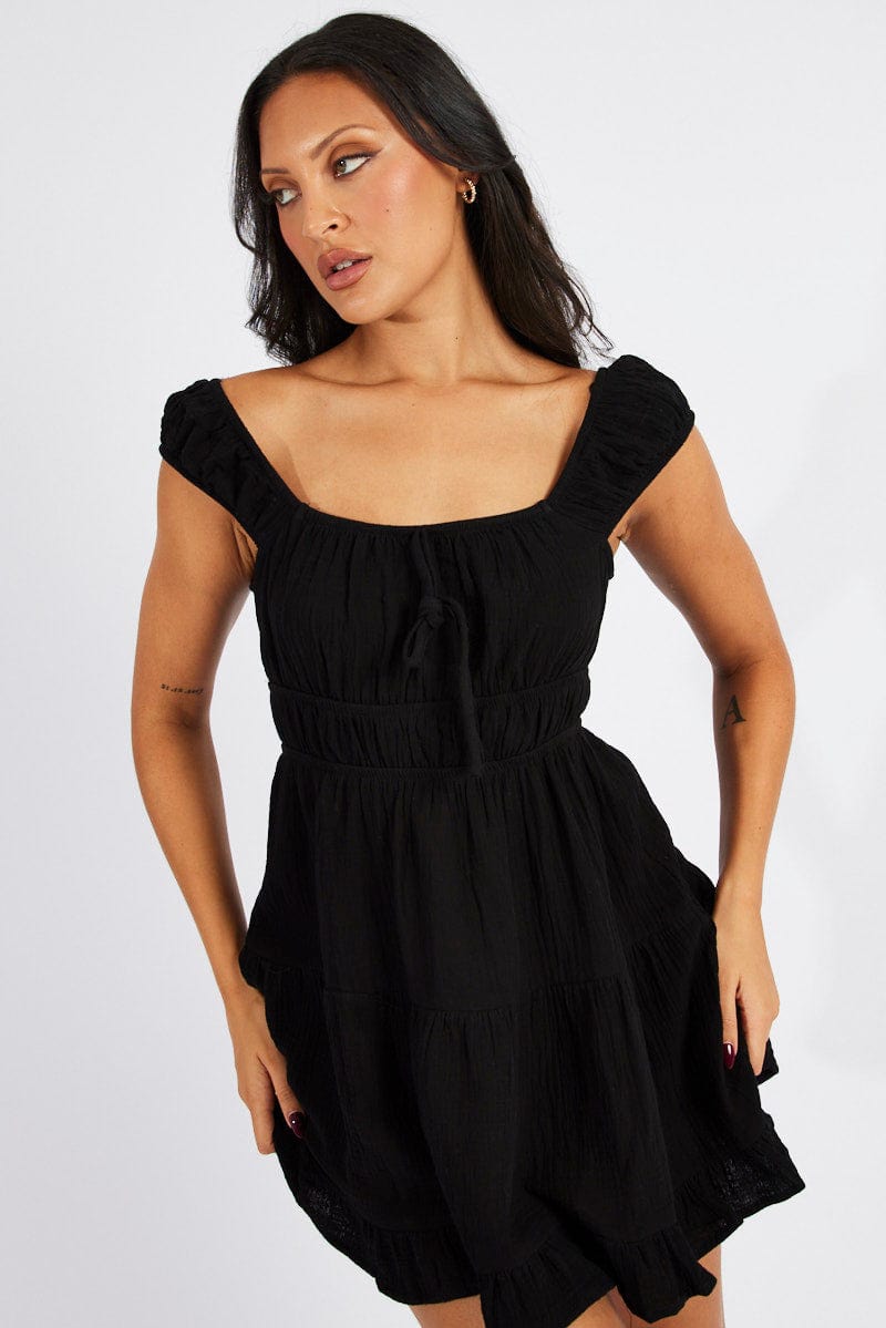 Black Fit And Flare Dress Mini for Ally Fashion