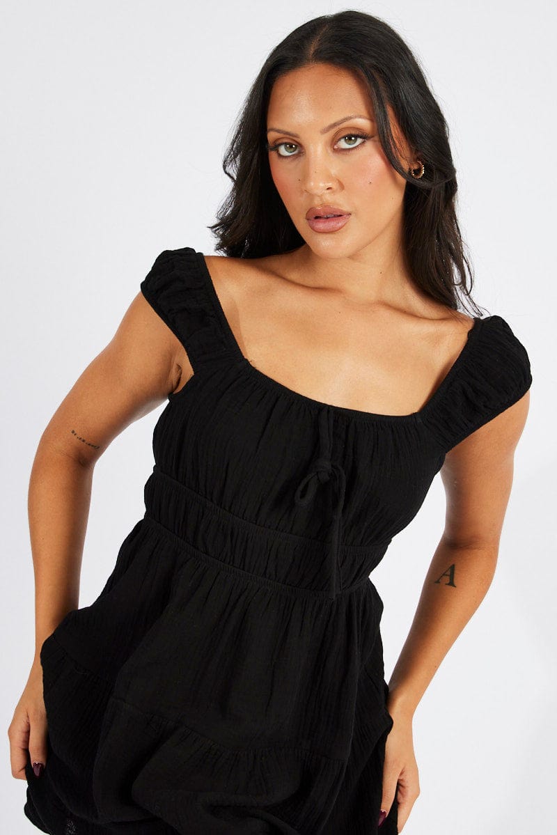 Black Fit And Flare Dress Mini for Ally Fashion