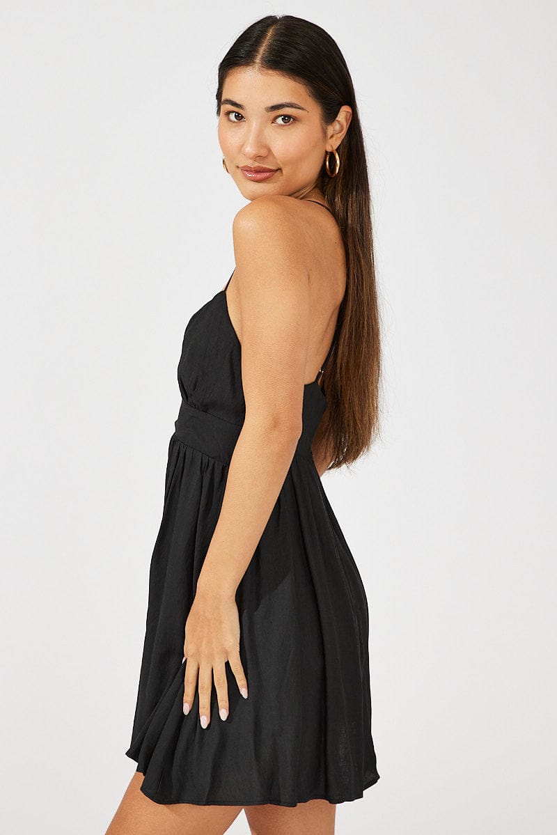 Black Fit And Flare Dress Sleeveless Mini for Ally Fashion