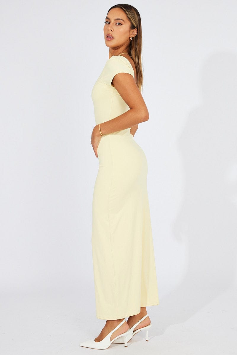 Yellow Supersoft Maxi Dress Short Sleeve for Ally Fashion