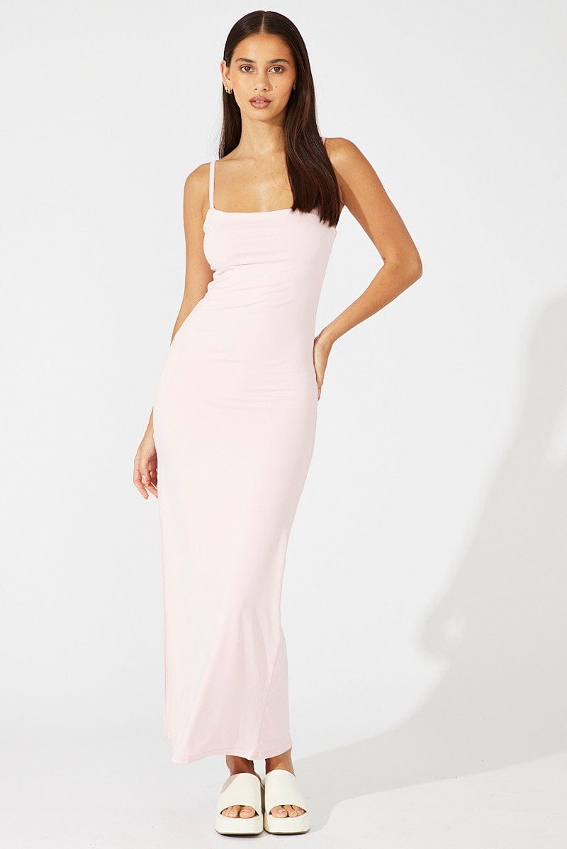 Pink Supersoft Slim Fit Maxi Dress | Ally Fashion Pink Supersoft Slim Fit Maxi Dress | Ally Fashion