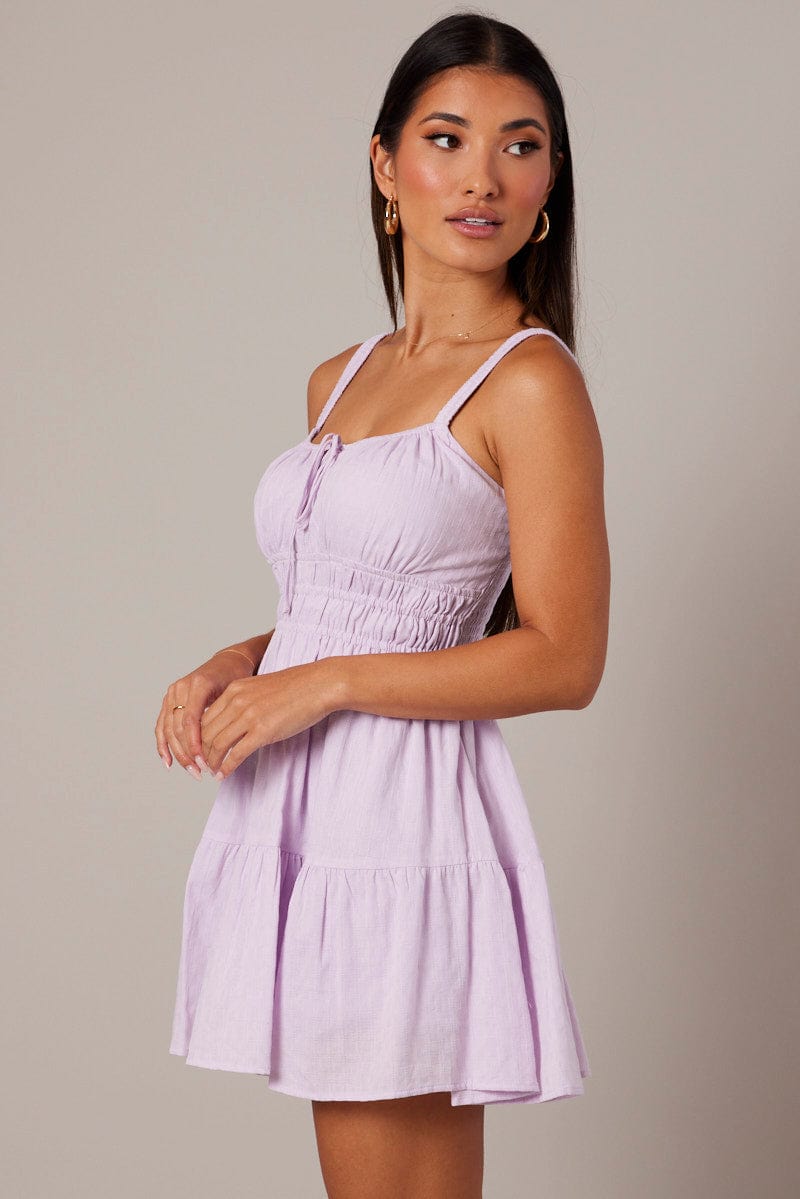 Purple Fit And Flare Dress Sleeveless for Ally Fashion