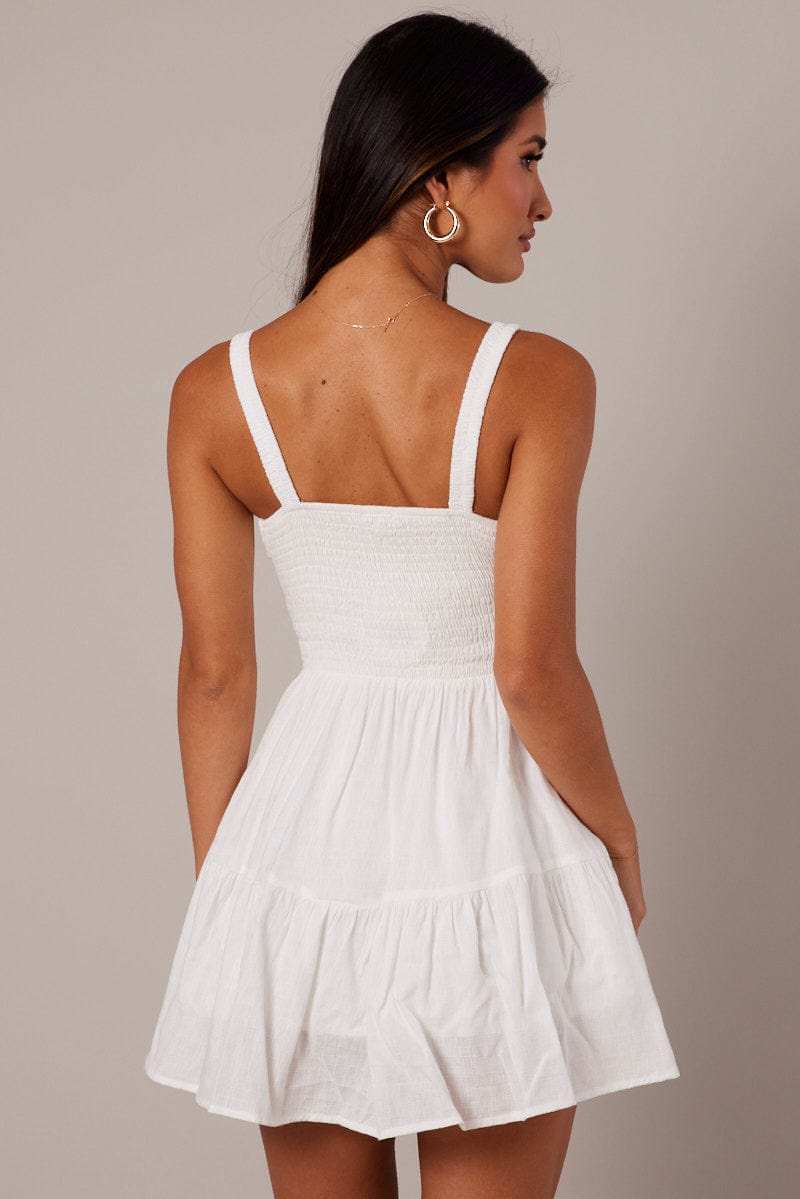 White Fit And Flare Dress Sleeveless for Ally Fashion