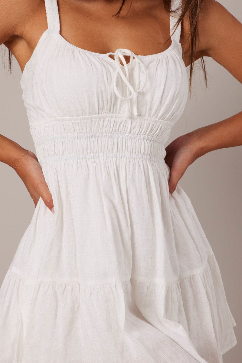 White Fit And Flare Dress Sleeveless for Ally Fashion