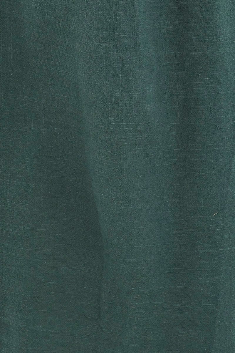 Green Maxi Dress With Straps Shirring Linen Blend for Ally Fashion