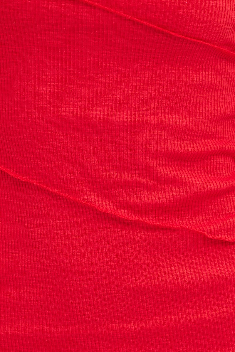 Red Boob Tube Dress Mini Bodycon Ribbed Bandeau for Ally Fashion