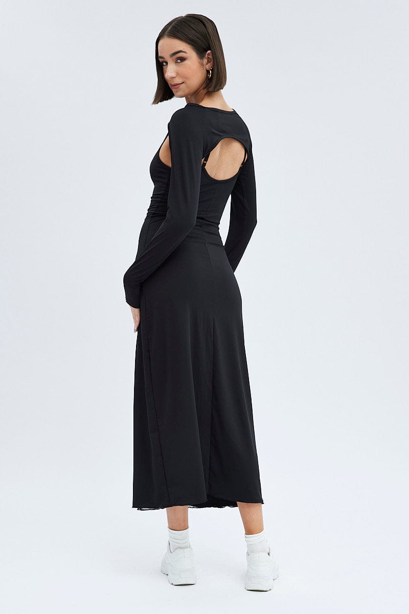 Black Shrug & Dress Set Long Sleeve Maxi Bodycon Jersey | Ally Fashion Black Shrug & Dress Set Long Sleeve Maxi Bodycon Jersey | Ally Fashion