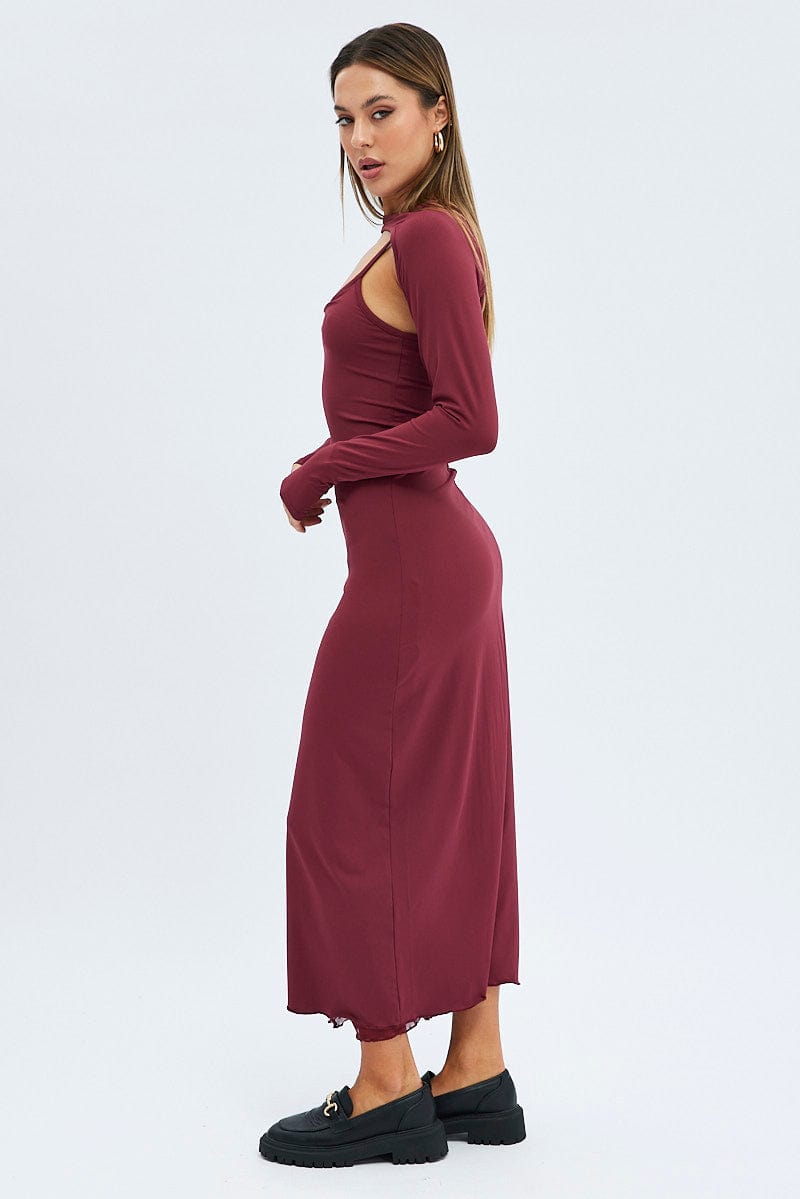 Red Shrug & Dress Set Long Sleeve Maxi Bodycon Jersey | Ally Fashion Red Shrug & Dress Set Long Sleeve Maxi Bodycon Jersey | Ally Fashion
