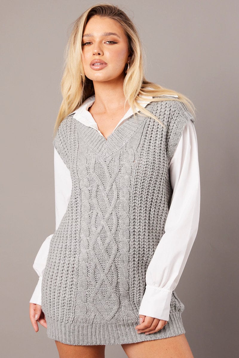 Grey Knit Top Jumper for Ally Fashion