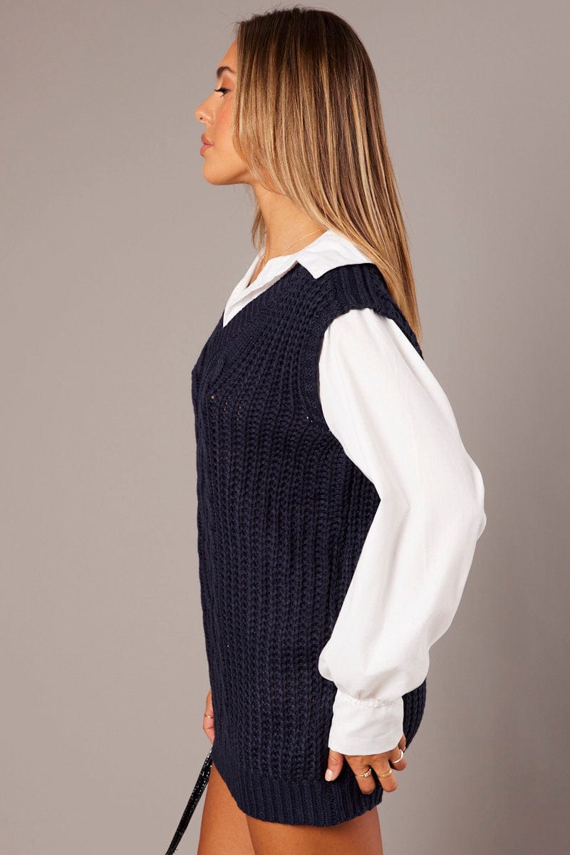 Blue Knit Top Jumper for Ally Fashion