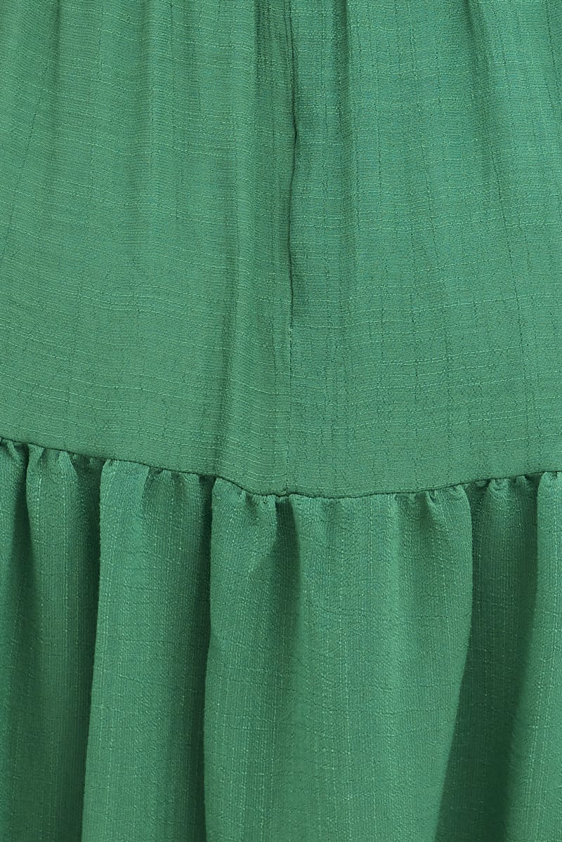 Green Midi Dress Short Sleeve V-Neck for Ally Fashion