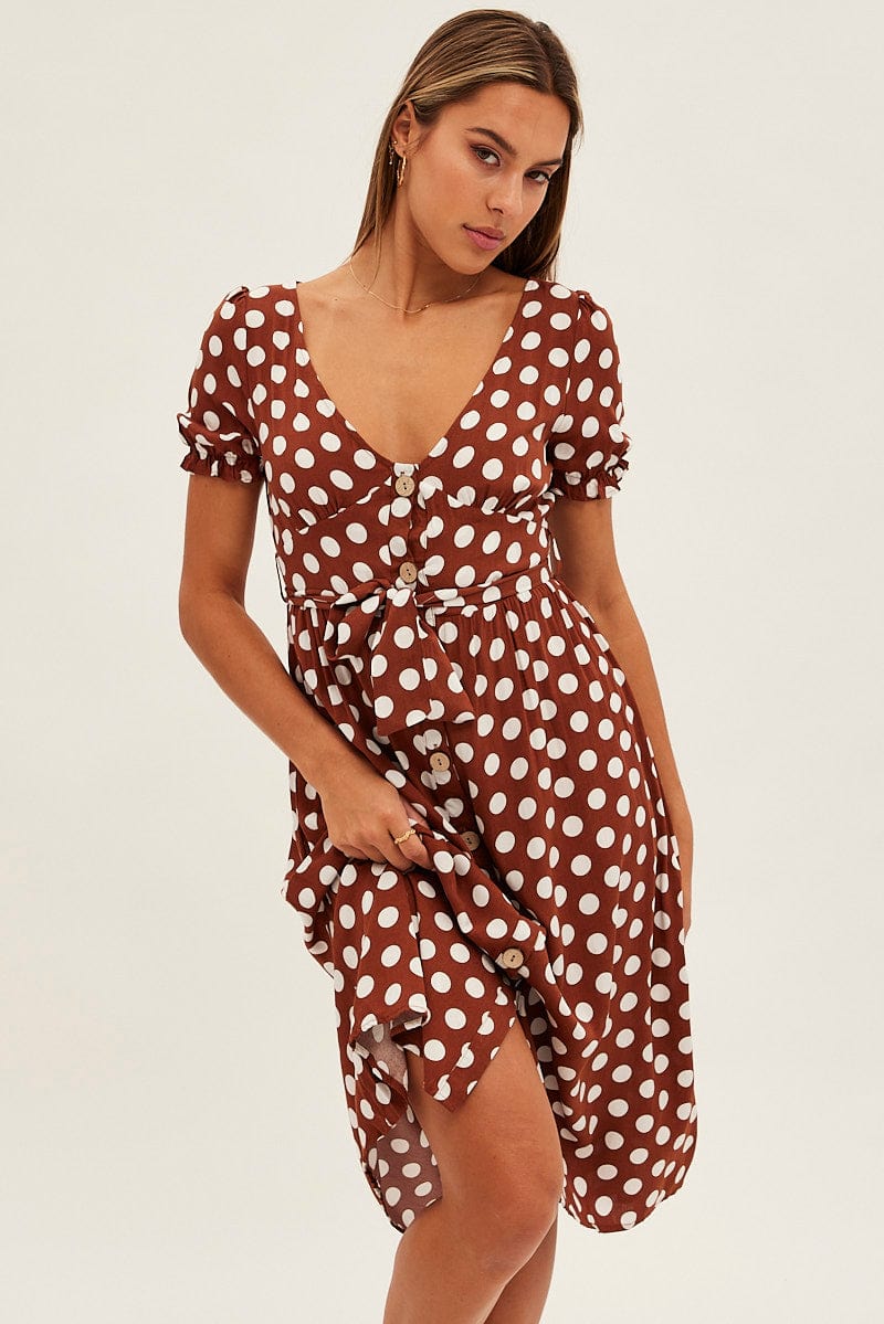 Polka Dot Midi Dress for Ally Fashion