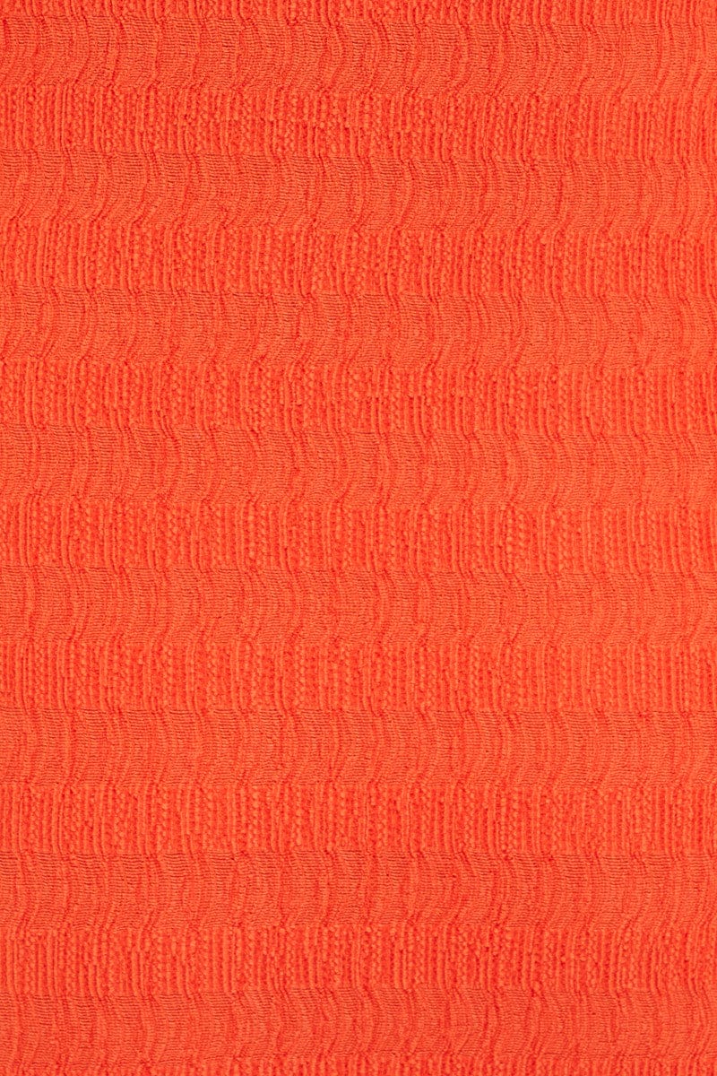Orange Maxi Dress Textured Minimal Square Neck Bodycon | Ally Fashion