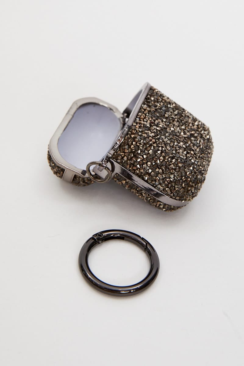 DECORATIONS Grey Shimmer Air Pod Case for Women by Ally