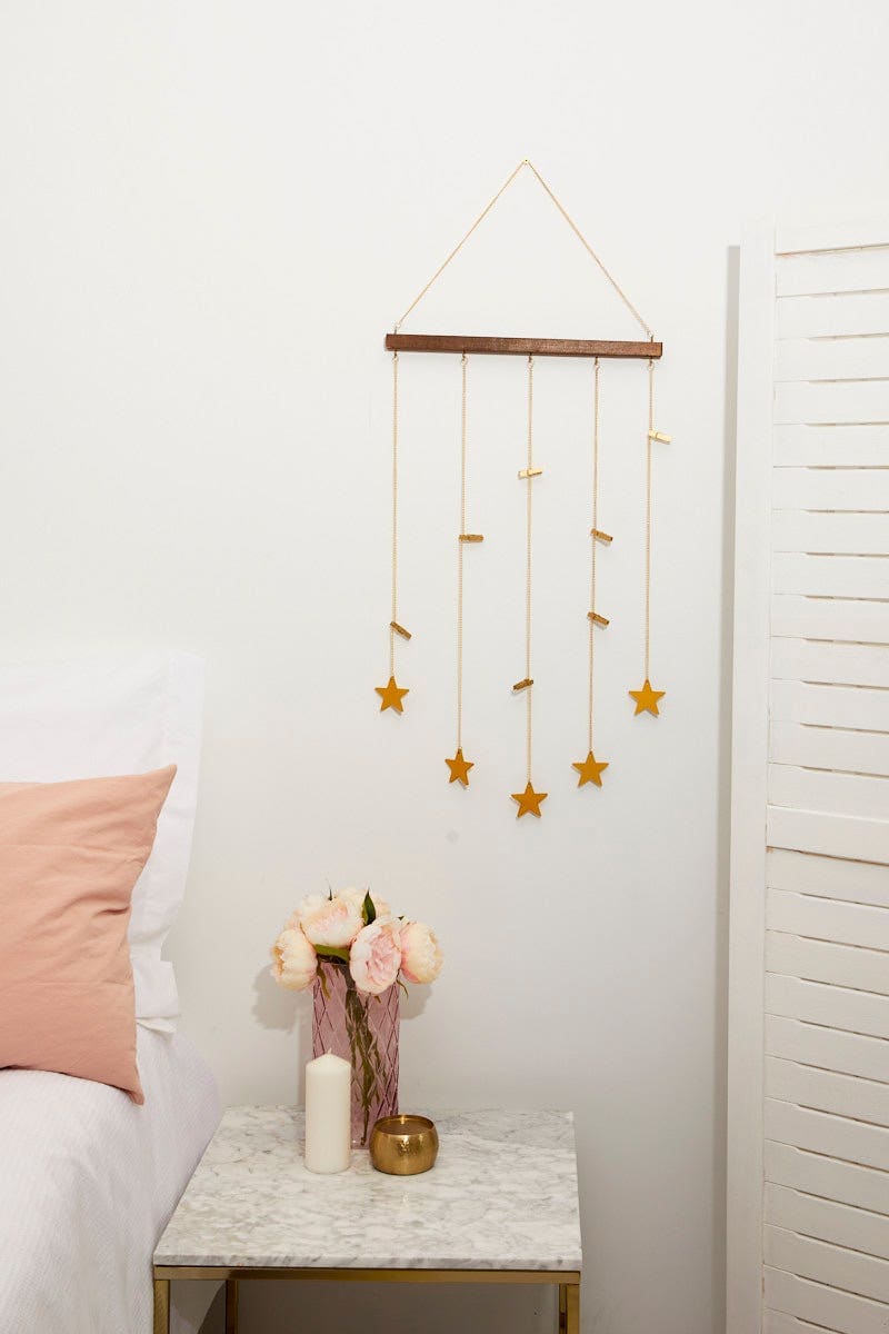 DECORATIONS Metallic Dangling Stars Photo Hanger With Mini Pegs for Women by Ally