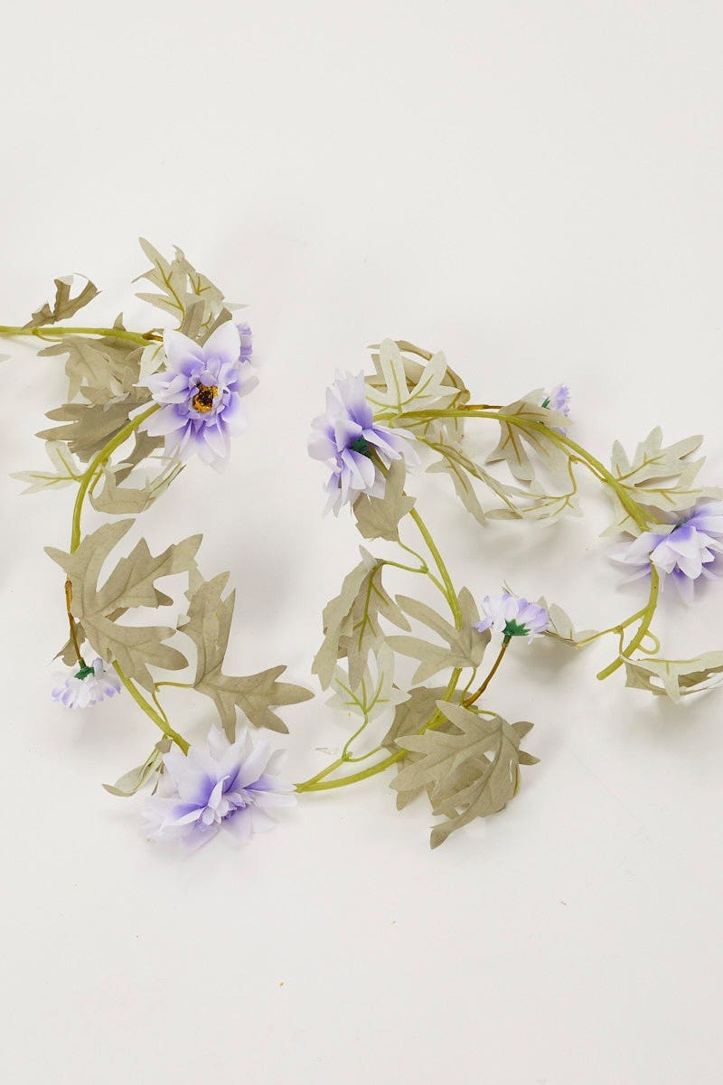 DECORATIONS Purple Flower And Leaf Garland for Women by Ally